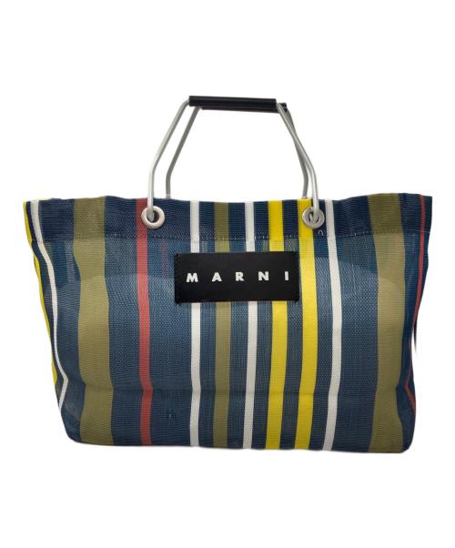 MARNI（マルニ）MARNI (マルニ) フラワーカフェ ストライプバッグ ネイビーの古着・服飾アイテム