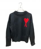 AMI PARISアミ パリス）の古着「ロゴクルーネックニット」｜ブラック