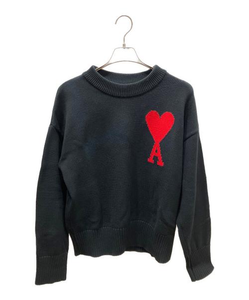 AMI PARIS（アミ パリス）AMI PARIS (アミ パリス) ロゴクルーネックニット ブラック サイズ:Sの古着・服飾アイテム