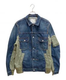 sacai（サカイ）の古着「Denim Nylon Twill Jacket デニムナイロンツイルジャケット」｜インディゴ×オリーブ