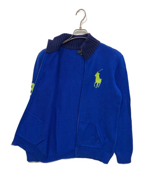 POLO RALPH LAUREN（ポロ・ラルフローレン）POLO RALPH LAUREN (ポロ・ラルフローレン) ニットジャケット ネイビー×ブルー サイズ:XL（18-20）の古着・服飾アイテム