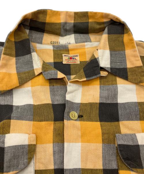 FRUIT OF THE LOOM（フルーツオブザルーム）FRUIT OF THE LOOM (フルーツオブザルーム) 60S ブロックチェックオープンカラーシャツ イエロー×グレー サイズ:XLの古着・服飾アイテム