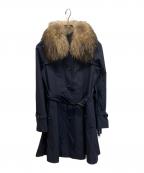 BLUE LABEL CRESTBRIDGEブルーレーベルクレストブリッジ）の古着「ライナー付ファーステンカラーコート」｜ネイビー