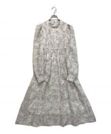 DazzliN（ダズリン）の古着「ヘアリーフラワーシフォンワンピース」｜ホワイト×ピンク