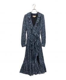 MICHAEL KORS（マイケル・コース）の古着「総柄ワンピース ラップドレス」｜ネイビー