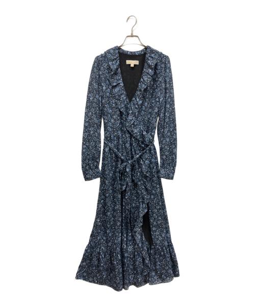 MICHAEL KORS（マイケル・コース）MICHAEL KORS (マイケル・コース) 総柄ワンピース ラップドレス ネイビー サイズ:Mの古着・服飾アイテム