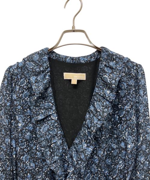 MICHAEL KORS（マイケル・コース）MICHAEL KORS (マイケル・コース) 総柄ワンピース ラップドレス ネイビー サイズ:Mの古着・服飾アイテム
