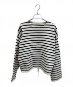 SOLAMONATソラモナ）の古着「ウエハースニットボーダードローコードプルオーバ」｜ホワイト