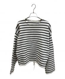 SOLAMONAT（ソラモナ）の古着「ウエハースニットボーダードローコードプルオーバ」｜ホワイト