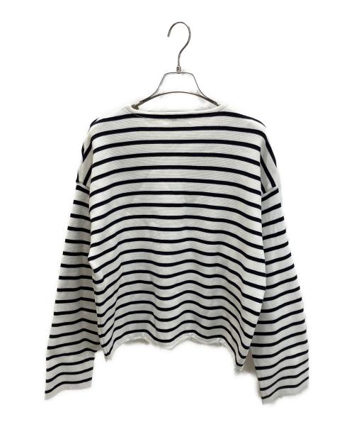 SOLAMONAT（ソラモナ）SOLAMONAT (ソラモナ) ウエハースニットボーダードローコードプルオーバ ホワイト サイズ:Fの古着・服飾アイテム