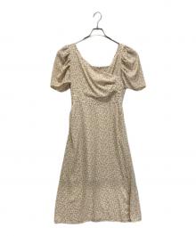 HER LIP TO（ハーリップトゥ）の古着「Cherry Pattern Cache-Coeur One-Piece/チェリーパターンカシュクールワンピース」｜ベージュ