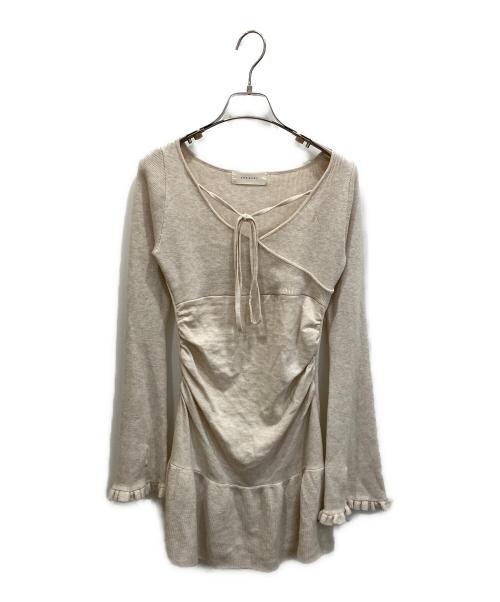 ANDMARY（アンドマリー）andmary (アンドマリー) Fleur Knit Mini Dress ベージュ サイズ:Freeの古着・服飾アイテム