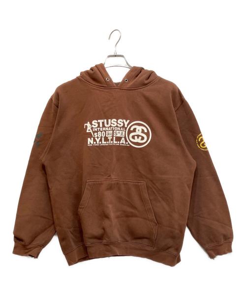 stussy（ステューシー）stussy (ステューシー) 00Sプルオーバーパーカー ブラウン サイズ:Mの古着・服飾アイテム