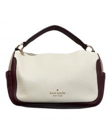 Kate Spade（ケイトスペード）の古着「スムーシュ カラーブロック ペブルド レザー クロスボディー バッグ」｜ホワイト×ボルドー