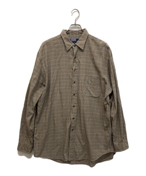 POLO RALPH LAUREN（ポロ・ラルフローレン）POLO RALPH LAUREN (ポロ・ラルフローレン) 90S シルクコットン ギンガムチェックシャツ ブラウン サイズ: XLT TALLの古着・服飾アイテム