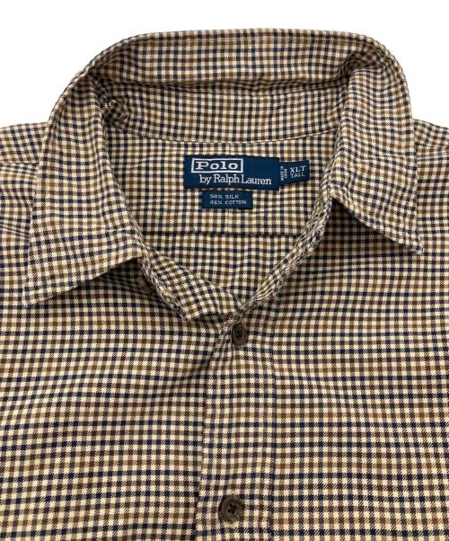 POLO RALPH LAUREN（ポロ・ラルフローレン）POLO RALPH LAUREN (ポロ・ラルフローレン) 90S シルクコットン ギンガムチェックシャツ ブラウン サイズ: XLT TALLの古着・服飾アイテム