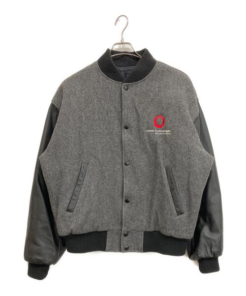 MV SPORT（エムブイスポーツ）MV SPORT (エムブイスポーツ) 90S 袖レザースタジャン グレー×ブラック サイズ:Mの古着・服飾アイテム