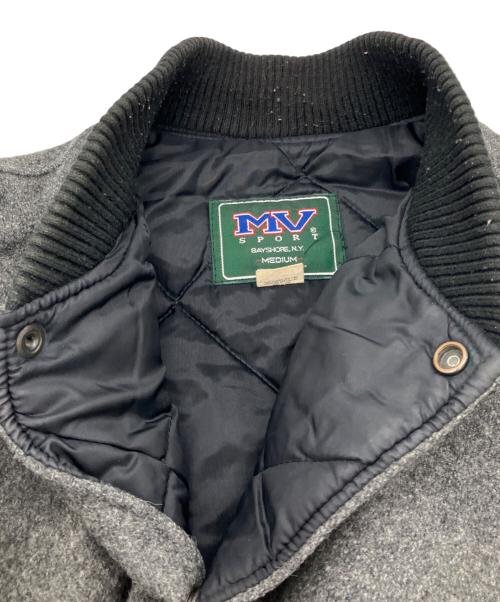 MV SPORT（エムブイスポーツ）MV SPORT (エムブイスポーツ) 90S 袖レザースタジャン グレー×ブラック サイズ:Mの古着・服飾アイテム