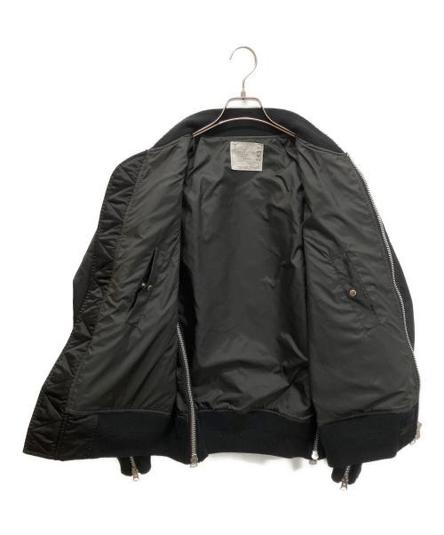 sacai（サカイ）sacai (サカイ) レザードッキング MA-1ジャケット ブラック サイズ:2の古着・服飾アイテム