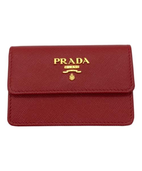 PRADA（プラダ）PRADA (プラダ) サフィアーノレザー カードケース レッドの古着・服飾アイテム