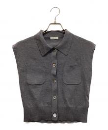 FRAY ID（フレイ アイディー）の古着「ポロカラーノースリニットジレ」｜グレー