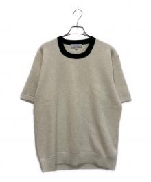 RAffa MOLINA（ラファモリーナ）の古着「別注パイピング クルーネック ハーフスリーブニット」｜アイボリー