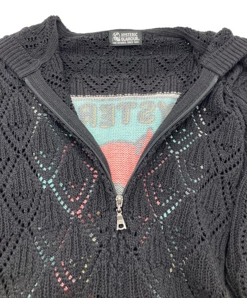 Hysteric Glamour（ヒステリックグラマー）Hysteric Glamour (ヒステリックグラマー) コットンポリ ニットパーカー ブラック サイズ:freeの古着・服飾アイテム