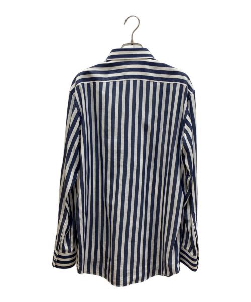 CELINE（セリーヌ）CELINE (セリーヌ) トリオンフロゴ ストライプシャツ ホワイト×ネイビー サイズ:36　160/80Aの古着・服飾アイテム