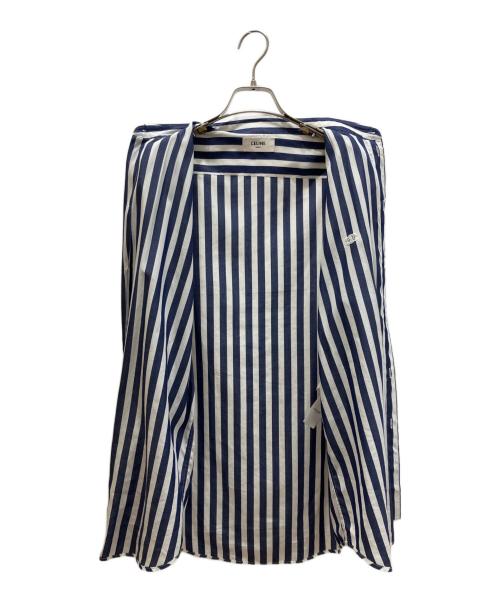 CELINE（セリーヌ）CELINE (セリーヌ) トリオンフロゴ ストライプシャツ ホワイト×ネイビー サイズ:36　160/80Aの古着・服飾アイテム
