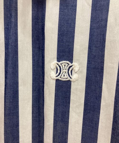 CELINE（セリーヌ）CELINE (セリーヌ) トリオンフロゴ ストライプシャツ ホワイト×ネイビー サイズ:36　160/80Aの古着・服飾アイテム