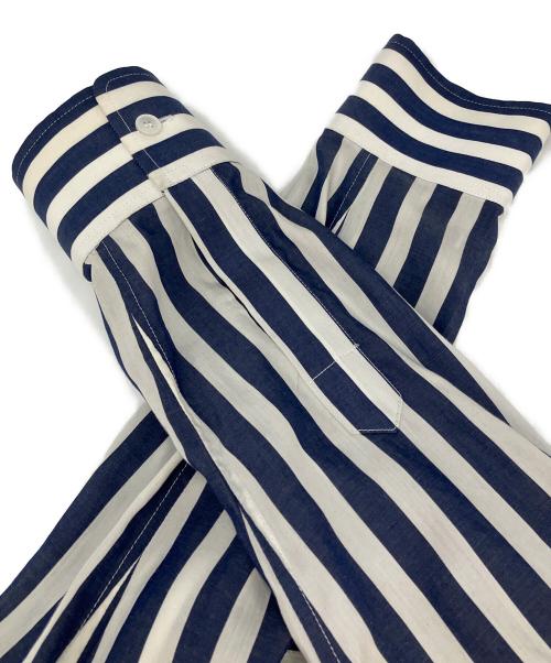 CELINE（セリーヌ）CELINE (セリーヌ) トリオンフロゴ ストライプシャツ ホワイト×ネイビー サイズ:36　160/80Aの古着・服飾アイテム