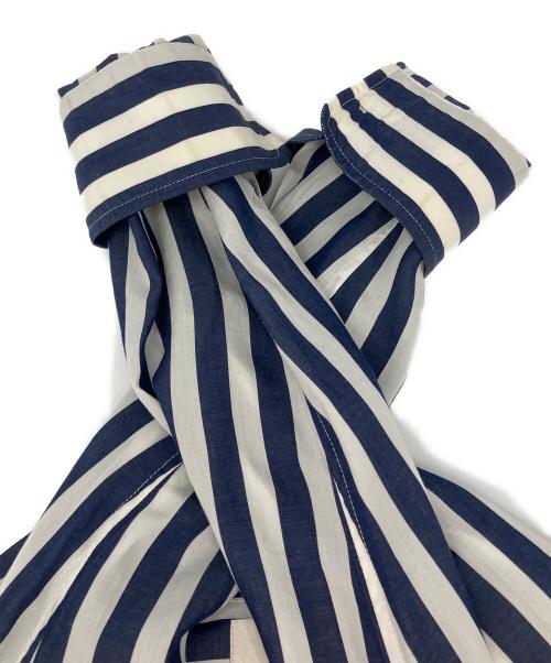 CELINE（セリーヌ）CELINE (セリーヌ) トリオンフロゴ ストライプシャツ ホワイト×ネイビー サイズ:36　160/80Aの古着・服飾アイテム