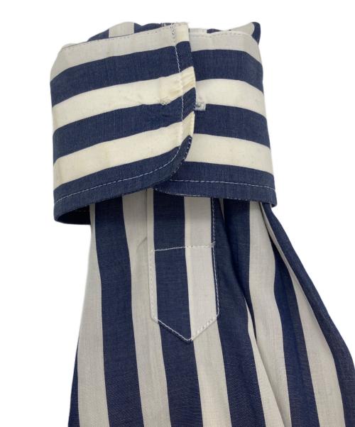 CELINE（セリーヌ）CELINE (セリーヌ) トリオンフロゴ ストライプシャツ ホワイト×ネイビー サイズ:36　160/80Aの古着・服飾アイテム