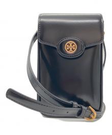 TORY BURCH（トリーバーチ）の古着「Robinson Spazzolato Phone Crossbody ミニ ショルダーバッグ/ロビンソンスパッツォラートフォンクロスボディショルダーバッグ」｜ブラック
