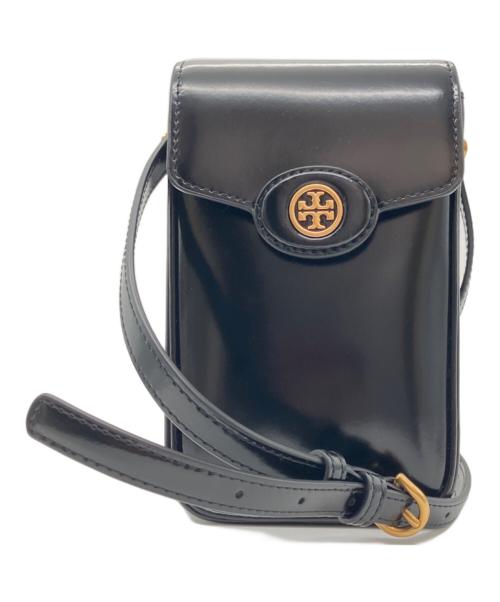 TORY BURCH（トリーバーチ）TORY BURCH (トリーバーチ) Robinson Spazzolato Phone Crossbody ミニ ショルダーバッグ/ロビンソンスパッツォラートフォンクロスボディショルダーバッグ ブラックの古着・服飾アイテム