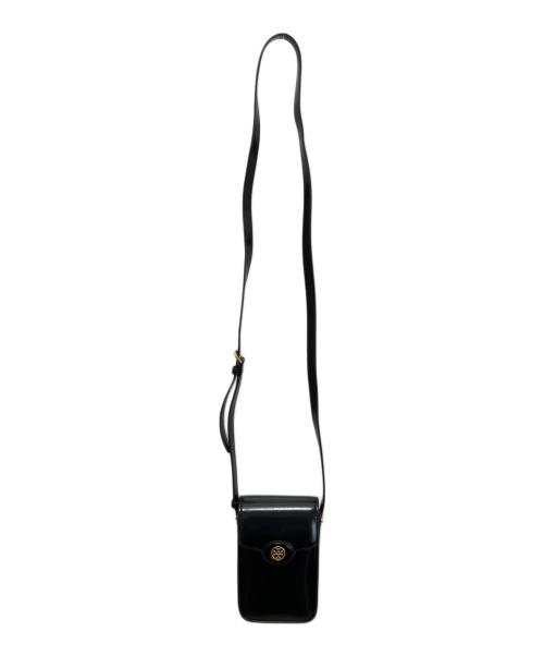 TORY BURCH（トリーバーチ）TORY BURCH (トリーバーチ) Robinson Spazzolato Phone Crossbody ミニ ショルダーバッグ/ロビンソンスパッツォラートフォンクロスボディショルダーバッグ ブラックの古着・服飾アイテム