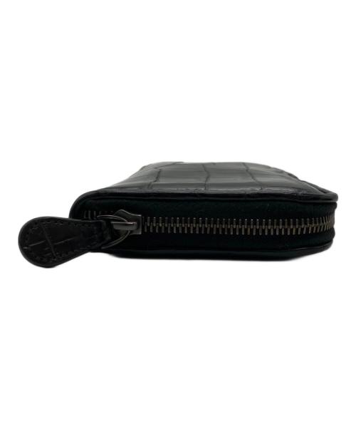BOTTEGA VENETA（ボッテガベネタ）BOTTEGA VENETA (ボッテガベネタ) クロコ型押しラウンドファスナー長財布 ブラックの古着・服飾アイテム