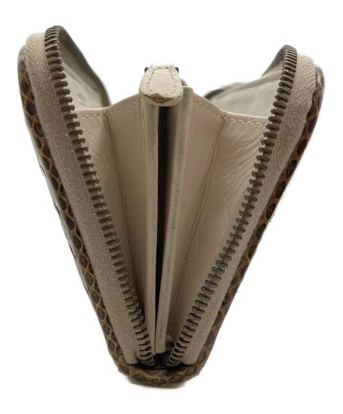 BOTTEGA VENETA（ボッテガベネタ）BOTTEGA VENETA (ボッテガベネタ) パイソンレザー ラウンドファスナー長財布 ブラウンの古着・服飾アイテム