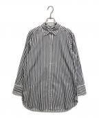 canclini×23区カンクリーニ×ニジュウサンク）の古着「ストライプシャツ」｜ホワイト×ネイビー