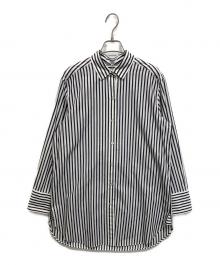canclini×23区（カンクリーニ×ニジュウサンク）の古着「ストライプシャツ」｜ホワイト×ネイビー