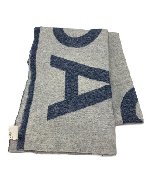 Acne studios（アクネ ストゥディオズ）ACNE STUDIOS (アクネ ストゥディオズ) ロゴ ウールストール ブルー×グレーの古着・服飾アイテム