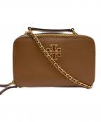 TORY BURCHトリーバーチ）の古着「britten small top handle case チェーンショルダーバッグ」｜ベージュ