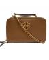 TORY BURCH（トリーバーチ）の古着「britten small top handle case チェーンショルダーバッグ」｜ベージュ