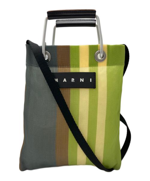 MARNI（マルニ）MARNI (マルニ) ストライプミニショルダーバッグ グリーン×グレーの古着・服飾アイテム