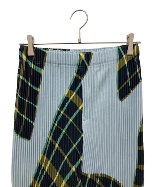 HOMME PLISSE ISSEY MIYAKE（オム プリッセ イッセイ ミヤケ）HOMME PLISSE ISSEY MIYAKE (オム プリッセ イッセイ ミヤケ) WINDSWEPT PLAID プリーツパンツ ブルー×ネイビー サイズ:1の古着・服飾アイテム