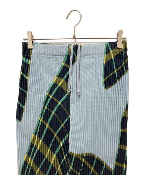 HOMME PLISSE ISSEY MIYAKE（オム プリッセ イッセイ ミヤケ）HOMME PLISSE ISSEY MIYAKE (オム プリッセ イッセイ ミヤケ) WINDSWEPT PLAID プリーツパンツ ブルー×ネイビー サイズ:1の古着・服飾アイテム