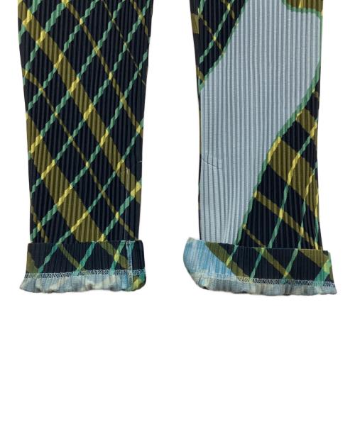 HOMME PLISSE ISSEY MIYAKE（オム プリッセ イッセイ ミヤケ）HOMME PLISSE ISSEY MIYAKE (オム プリッセ イッセイ ミヤケ) WINDSWEPT PLAID プリーツパンツ ブルー×ネイビー サイズ:1の古着・服飾アイテム