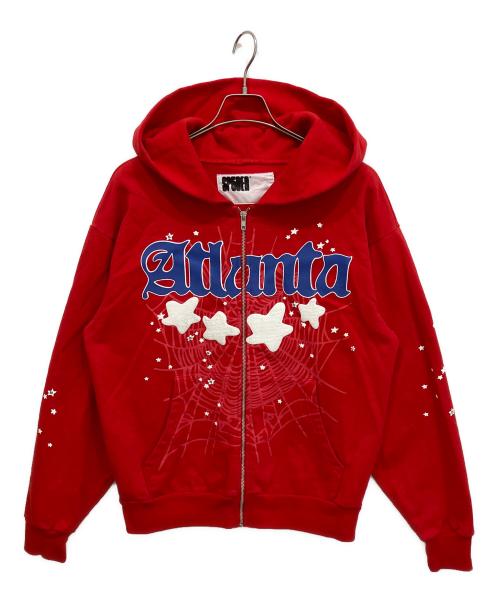 SP5DER（スパイダー）SP5DER (スパイダー) ATLANTA ZIP UP HOODIE ジップパーカー レッド サイズ:Mの古着・服飾アイテム