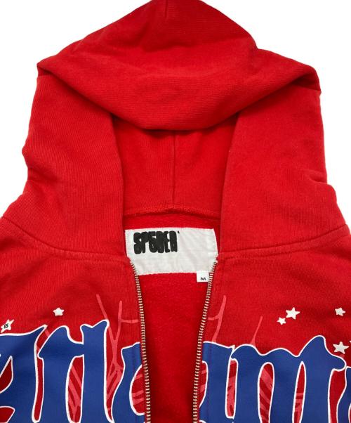 SP5DER（スパイダー）SP5DER (スパイダー) ATLANTA ZIP UP HOODIE ジップパーカー レッド サイズ:Mの古着・服飾アイテム