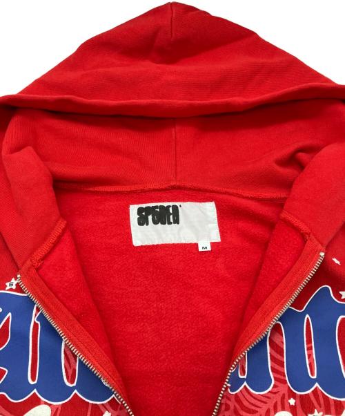 SP5DER（スパイダー）SP5DER (スパイダー) ATLANTA ZIP UP HOODIE ジップパーカー レッド サイズ:Mの古着・服飾アイテム